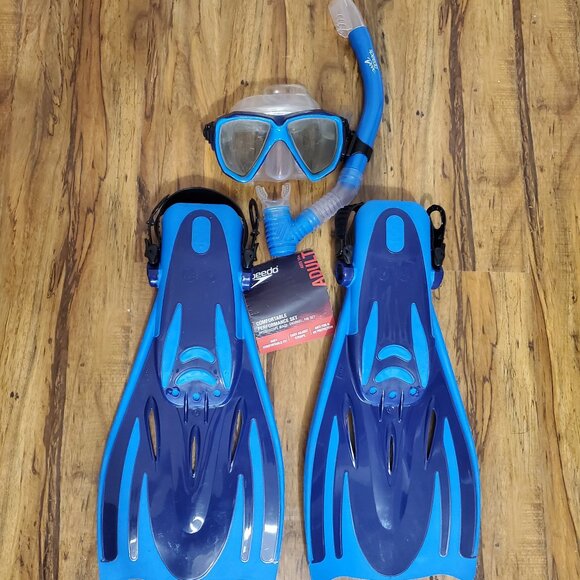 Speedo Snorkel Set Mask, Snorkel, & Fin Set Adult S/M Dive Water Swimming - Picture 2 of 8